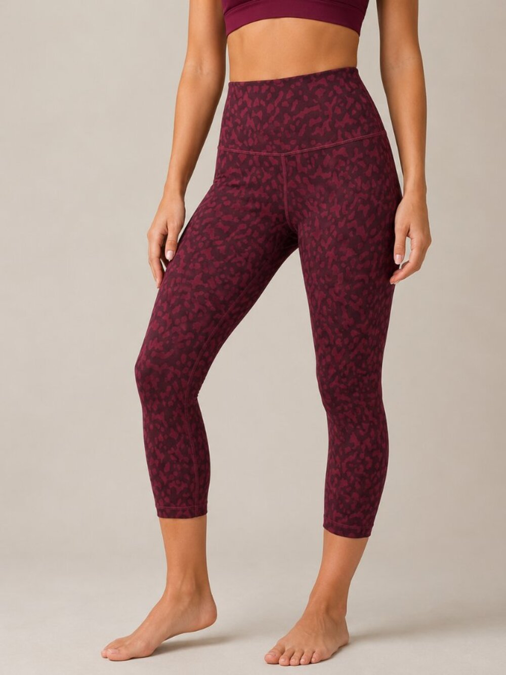 Lululemon Align Crop Leggings Size 4 Burgundy Leopard Print High Rise Yoga Pants